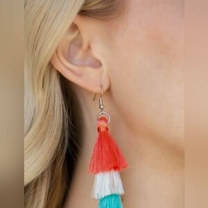 NWT- Paparazzi Hold On To Your Tassel Earrings 3 Colored Layer, Dangle Look.
